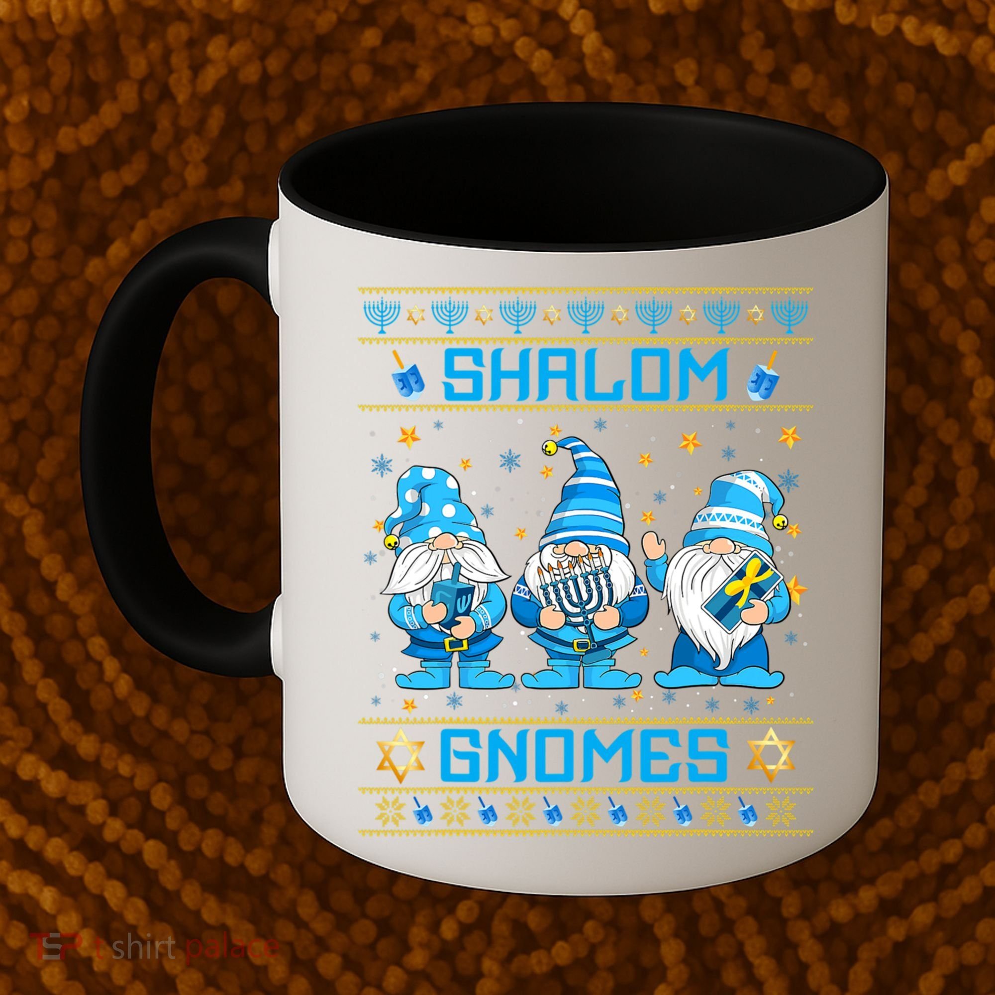 Shalom Gnomes Funny Ugly Hanukkah Sweater Chanukah Coffee Mug