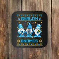 Shalom Gnomes Funny Ugly Hanukkah Sweater Chanukah Coaster thumb 0