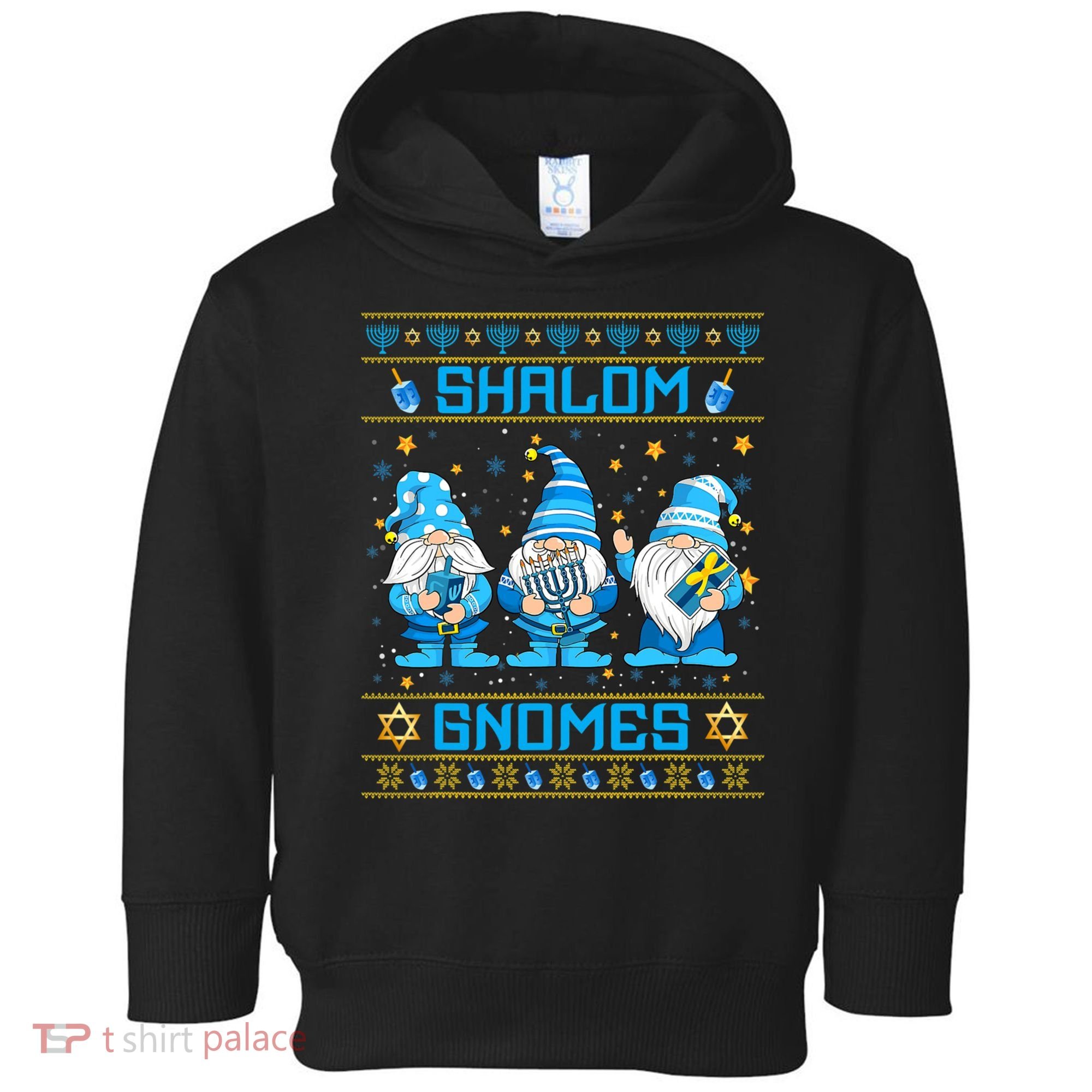 Shalom Gnomes Funny Ugly Hanukkah Sweater Chanukah Toddler Hoodie