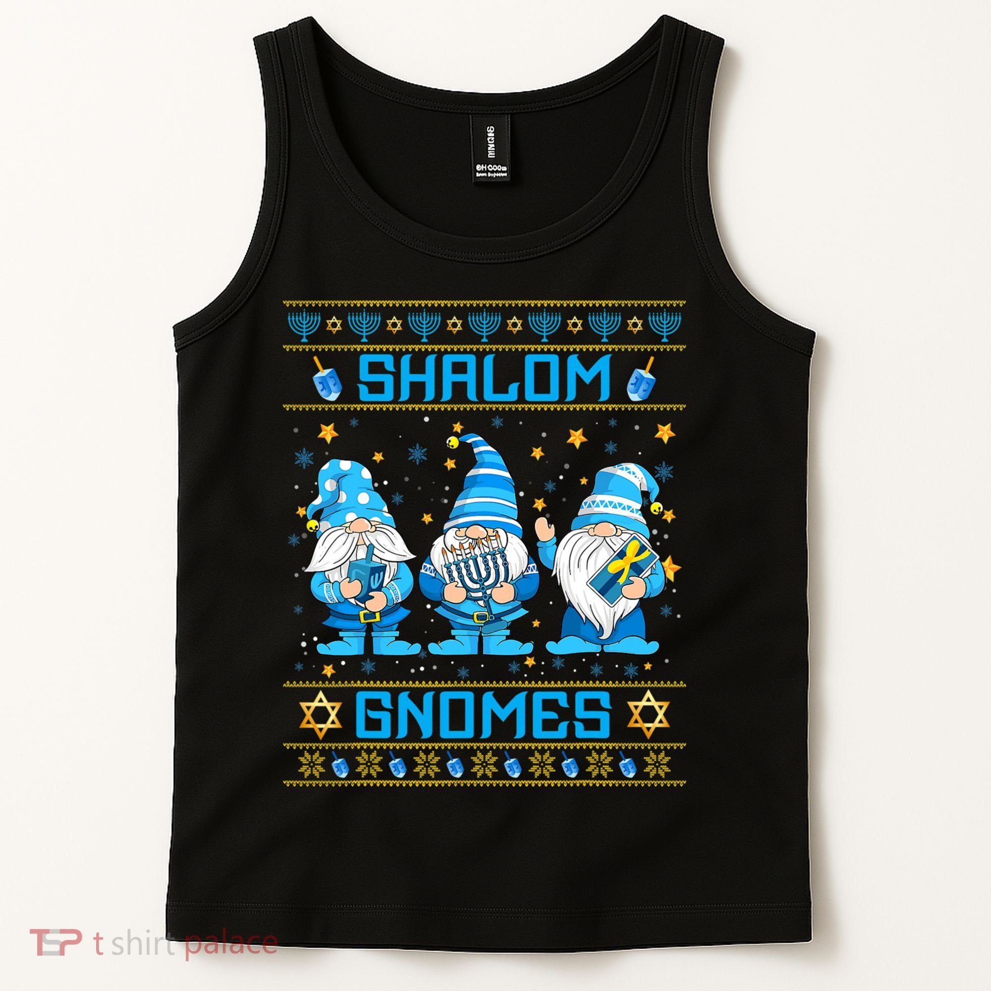 Shalom Gnomes Funny Ugly Hanukkah Sweater Chanukah Tank Top