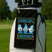 Shalom Gnomes Funny Ugly Hanukkah Sweater Chanukah Golf Towel thumb 2
