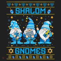 Shalom Gnomes Funny Ugly Hanukkah Sweater Chanukah Golf Towel thumb 3