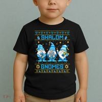 Shalom Gnomes Funny Ugly Hanukkah Sweater Chanukah Toddler T-Shirt thumb 2