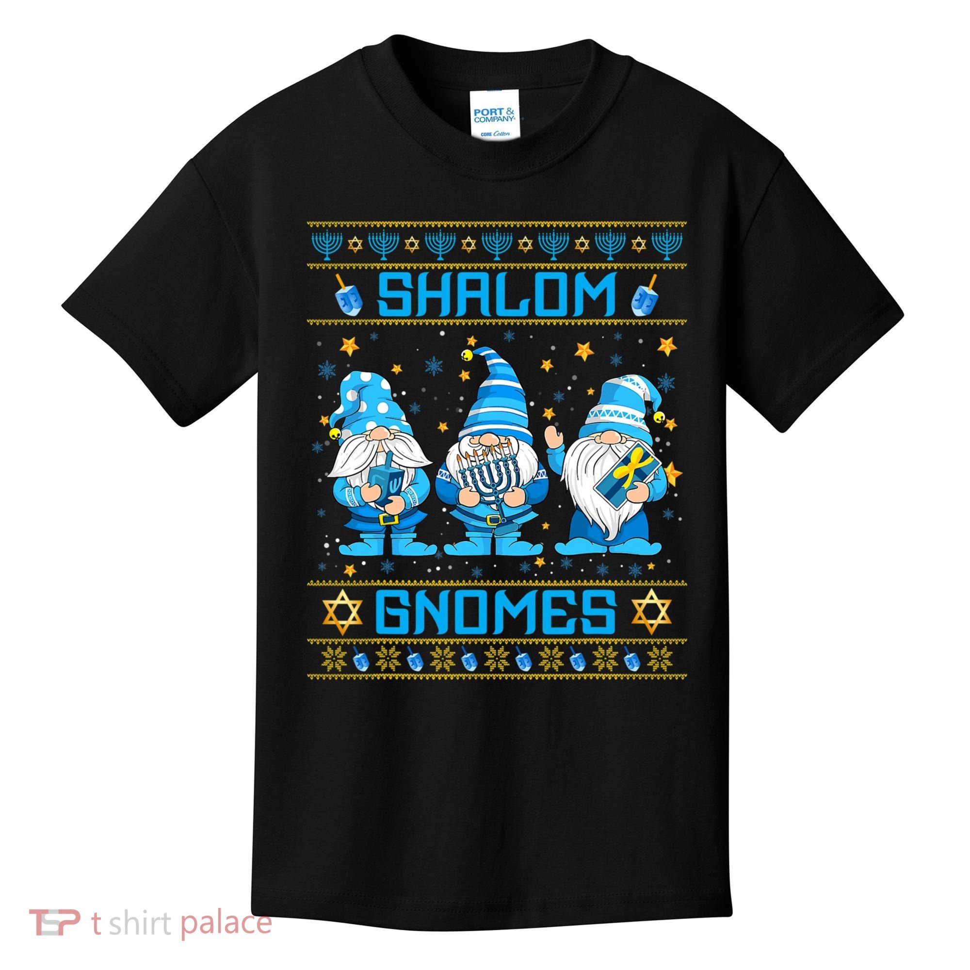 Shalom Gnomes Funny Ugly Hanukkah Sweater Chanukah Kids T-Shirt