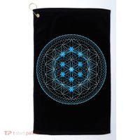Sacred Geometry Flower Of Life With Kabbalah Tree Golf Towel thumb 0