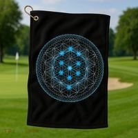 Sacred Geometry Flower Of Life With Kabbalah Tree Golf Towel thumb 1