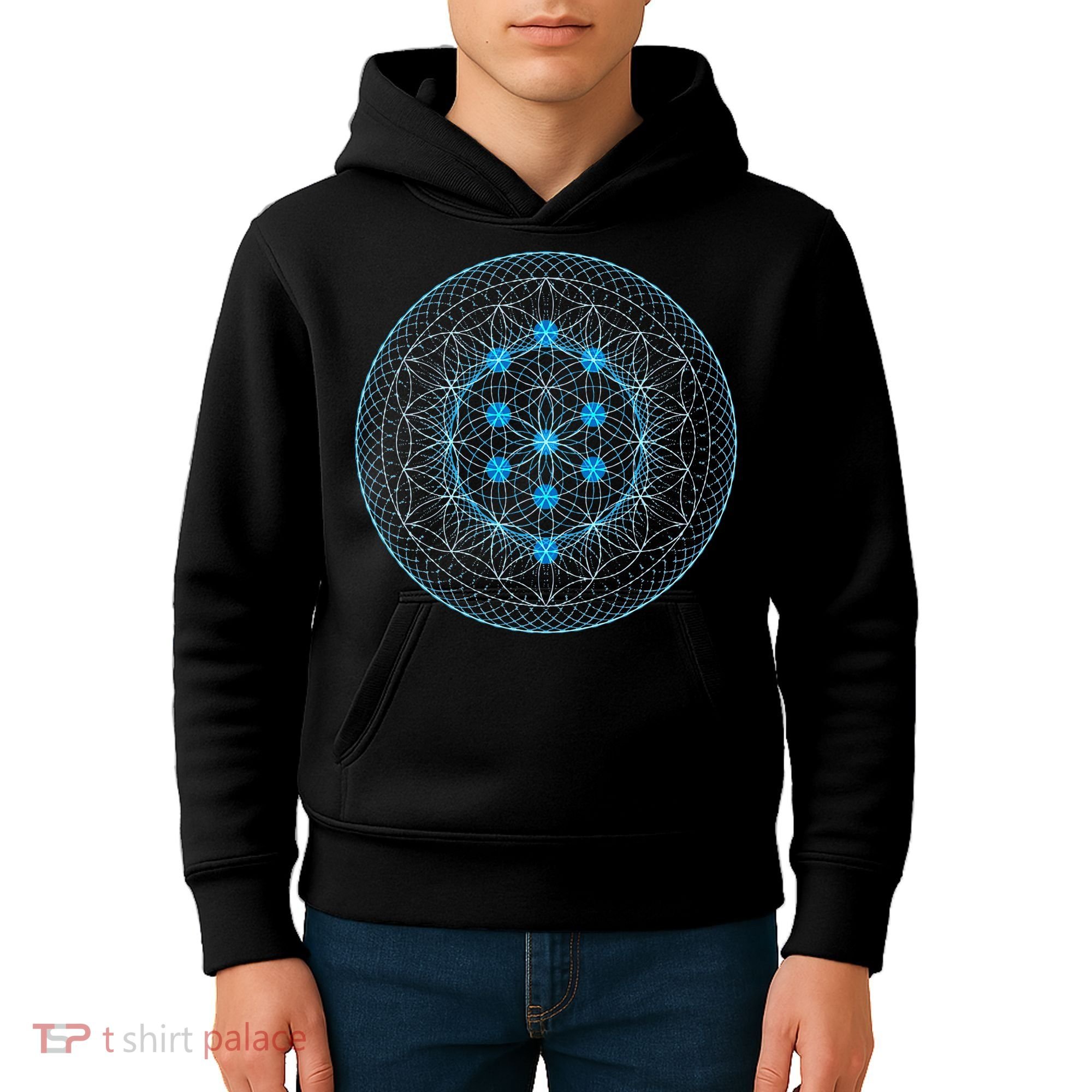Sacred Geometry Flower Of Life With Kabbalah Tree Kids Hoodie