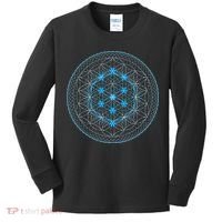 Sacred Geometry Flower Of Life With Kabbalah Tree Kids Long Sleeve Shirt thumb 0