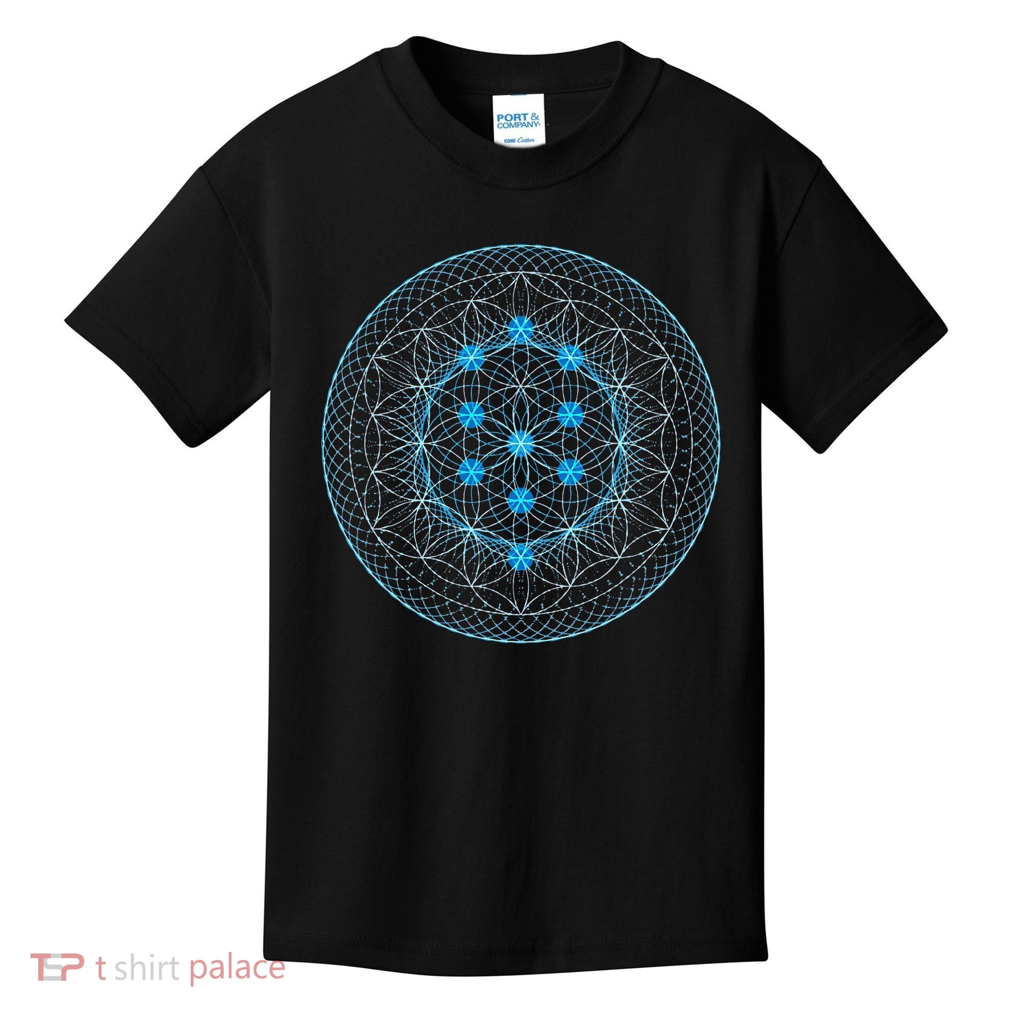 Sacred Geometry Flower Of Life With Kabbalah Tree Kids T-Shirt