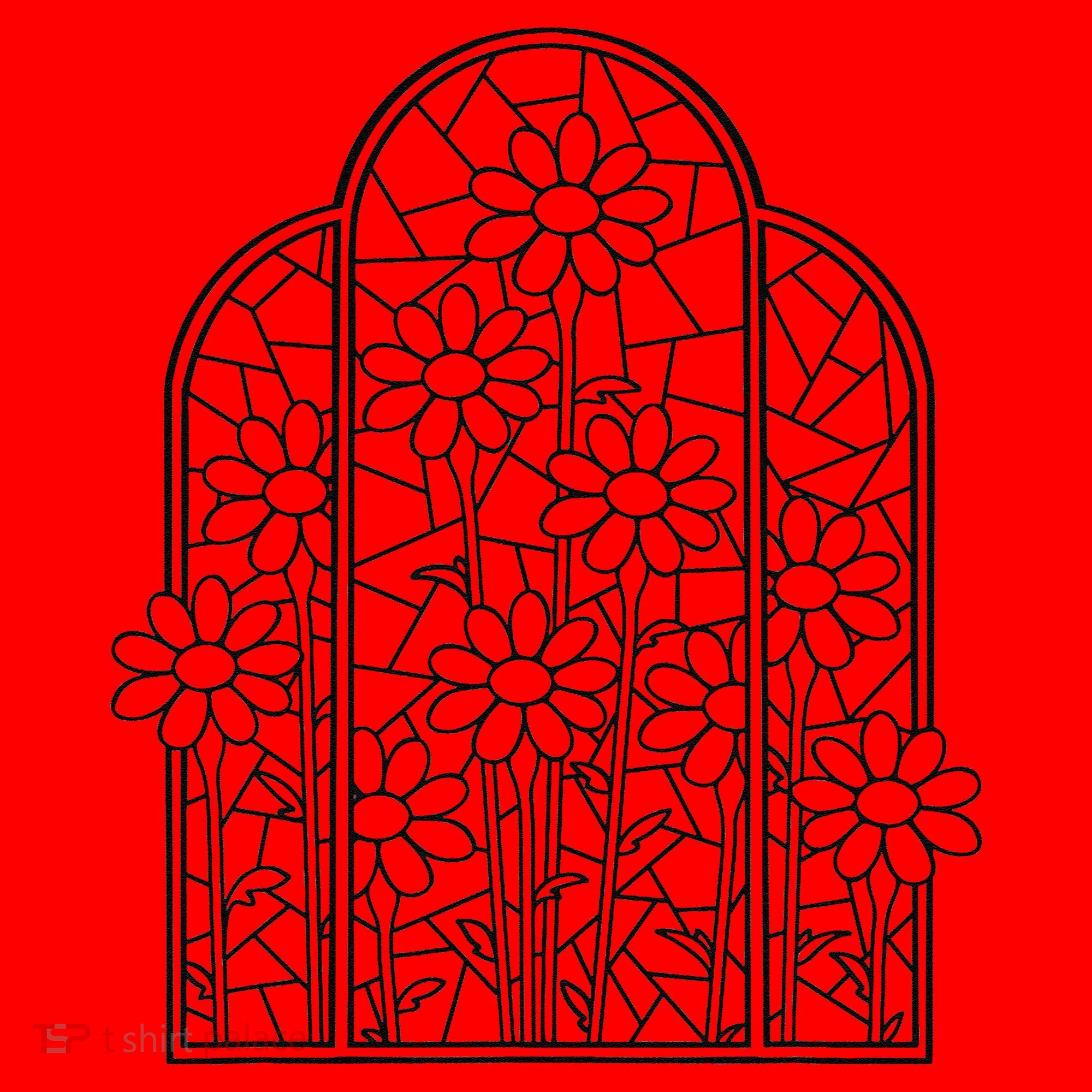 Stained Glass Flower Wildflower Kaleidoscope Church Window Santa Hat