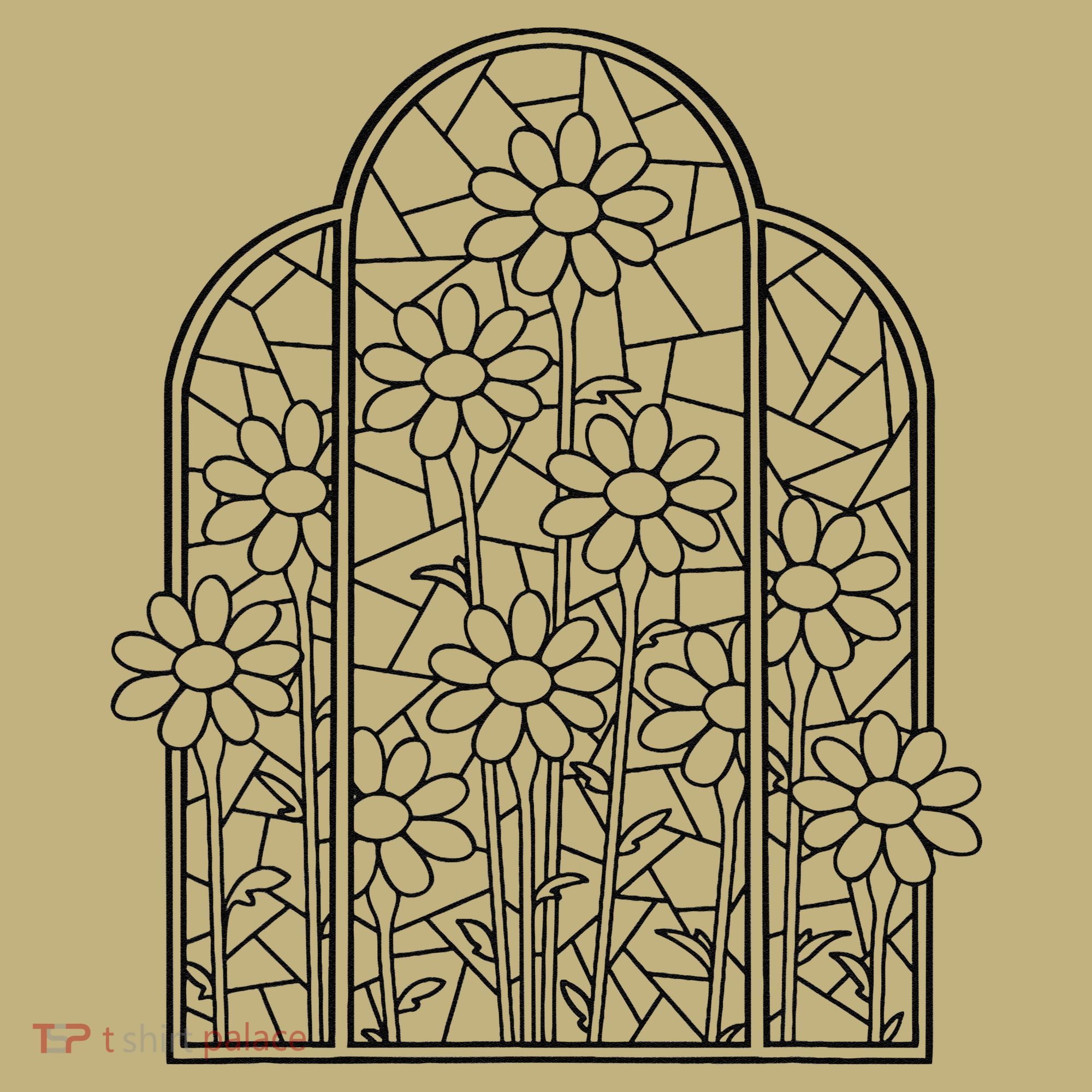Stained Glass Flower Wildflower Kaleidoscope Church Window Long Sleeve Shirt