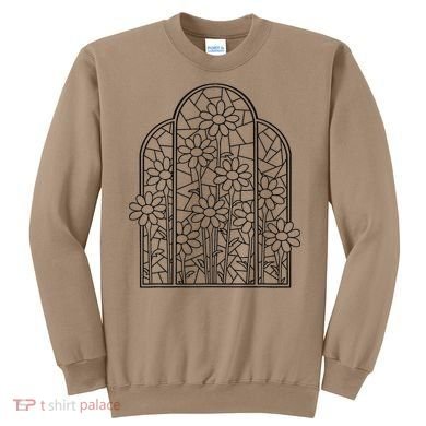 Stained Glass Flower Wildflower Kaleidoscope Church Window Sweatshirt