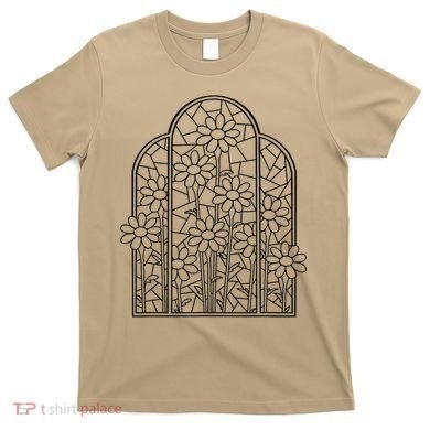 Stained Glass Flower Wildflower Kaleidoscope Church Window T-Shirt