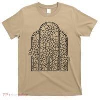 Stained Glass Flower Wildflower Kaleidoscope Church Window T-Shirt thumb 0