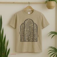 Stained Glass Flower Wildflower Kaleidoscope Church Window T-Shirt thumb 2