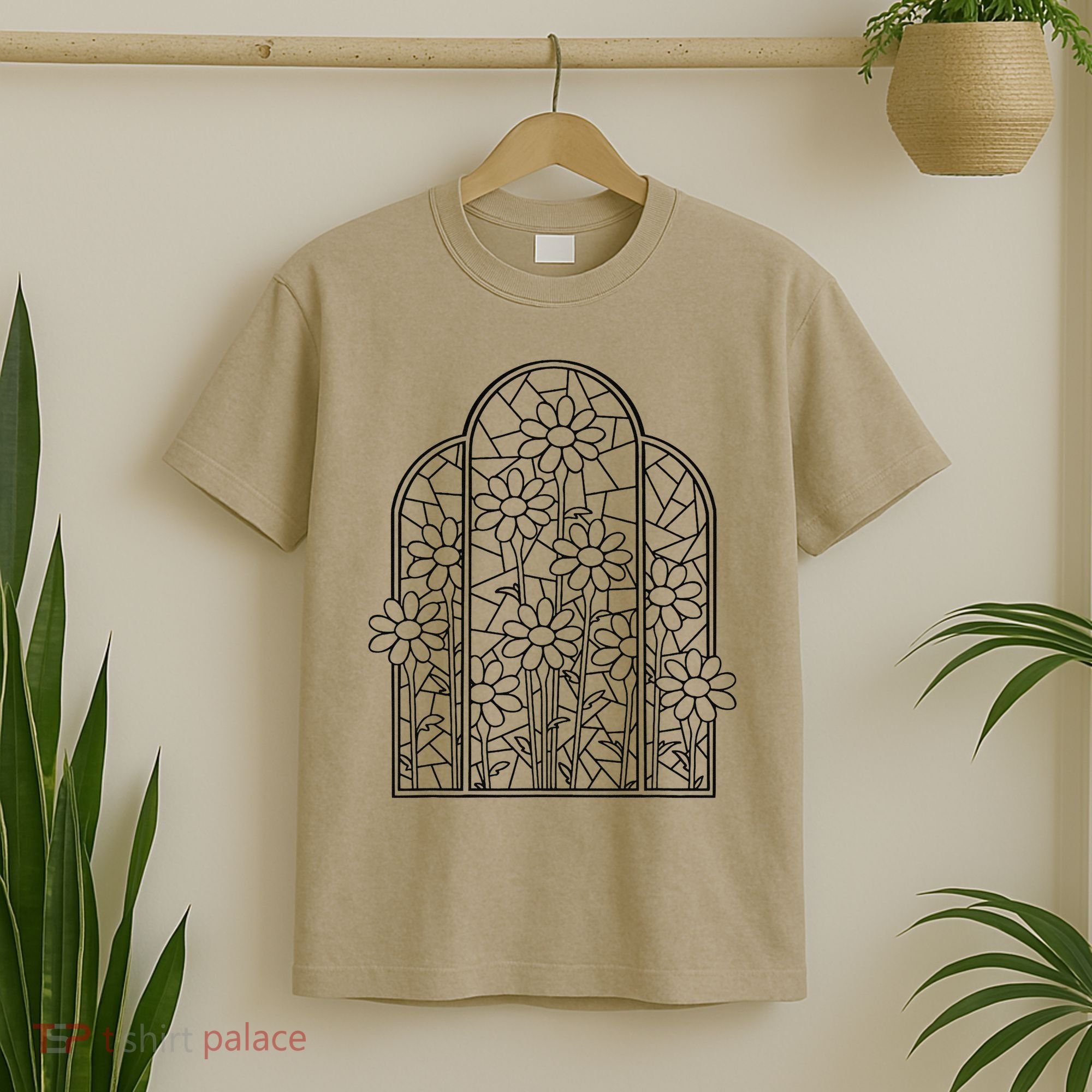 Stained Glass Flower Wildflower Kaleidoscope Church Window T-Shirt