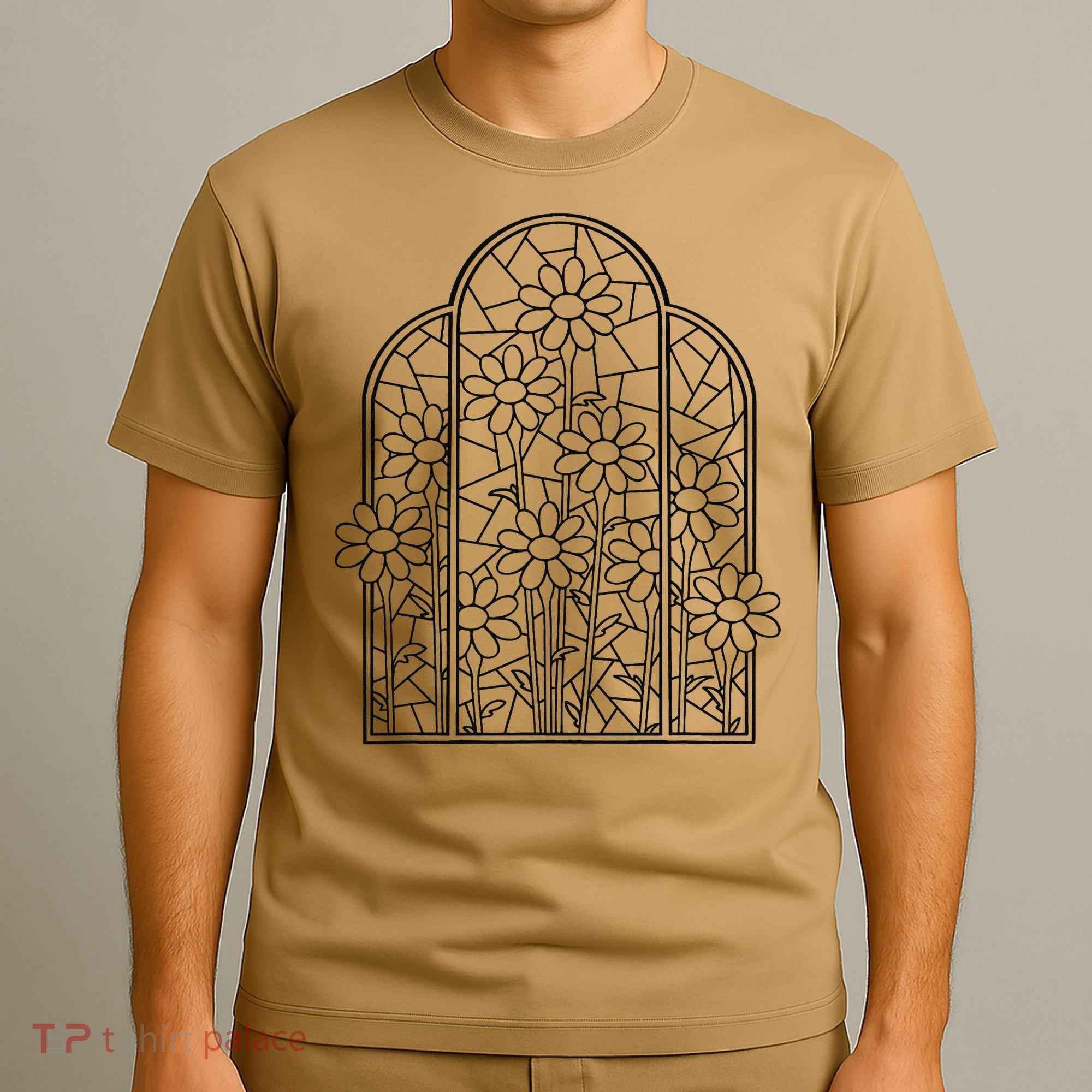 Stained Glass Flower Wildflower Kaleidoscope Church Window T-Shirt