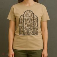 Stained Glass Flower Wildflower Kaleidoscope Church Window T-Shirt thumb 4