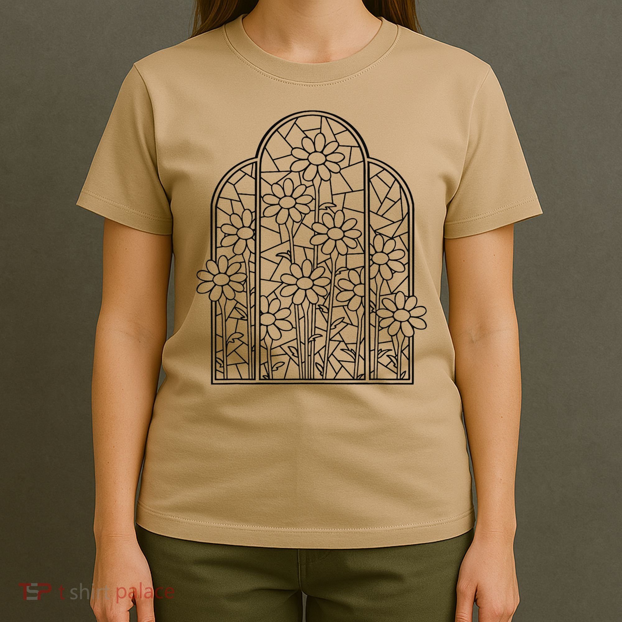 Stained Glass Flower Wildflower Kaleidoscope Church Window T-Shirt