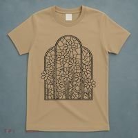 Stained Glass Flower Wildflower Kaleidoscope Church Window T-Shirt thumb 5