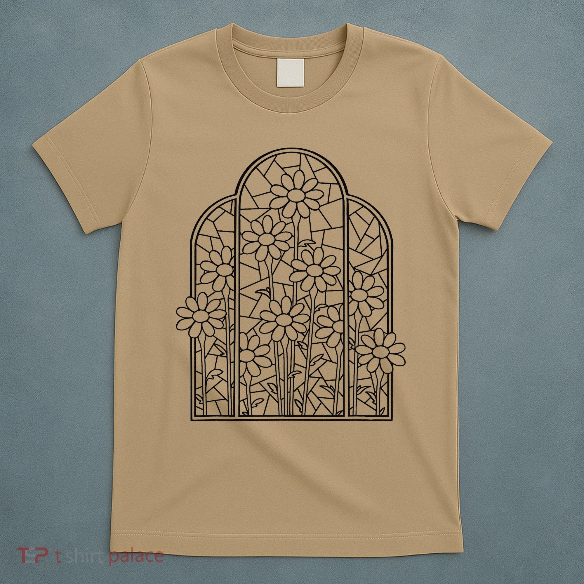 Stained Glass Flower Wildflower Kaleidoscope Church Window T-Shirt
