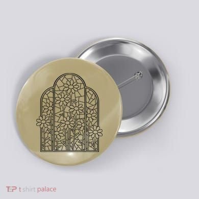 Stained Glass Flower Wildflower Kaleidoscope Church Window Button