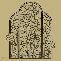 Stained Glass Flower Wildflower Kaleidoscope Church Window Button thumb 1