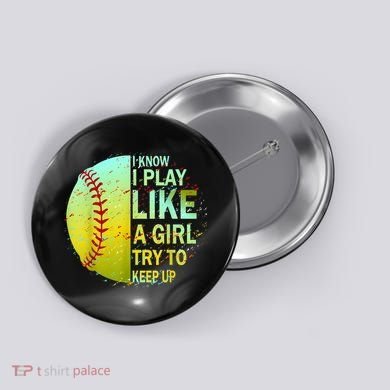 Softball Gift For Girls Button