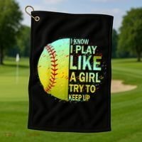 Softball Gift For Girls Golf Towel thumb 1