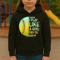 Softball Gift For Girls Kids Hoodie thumb 3