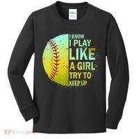 Softball Gift For Girls Kids Long Sleeve Shirt thumb 0