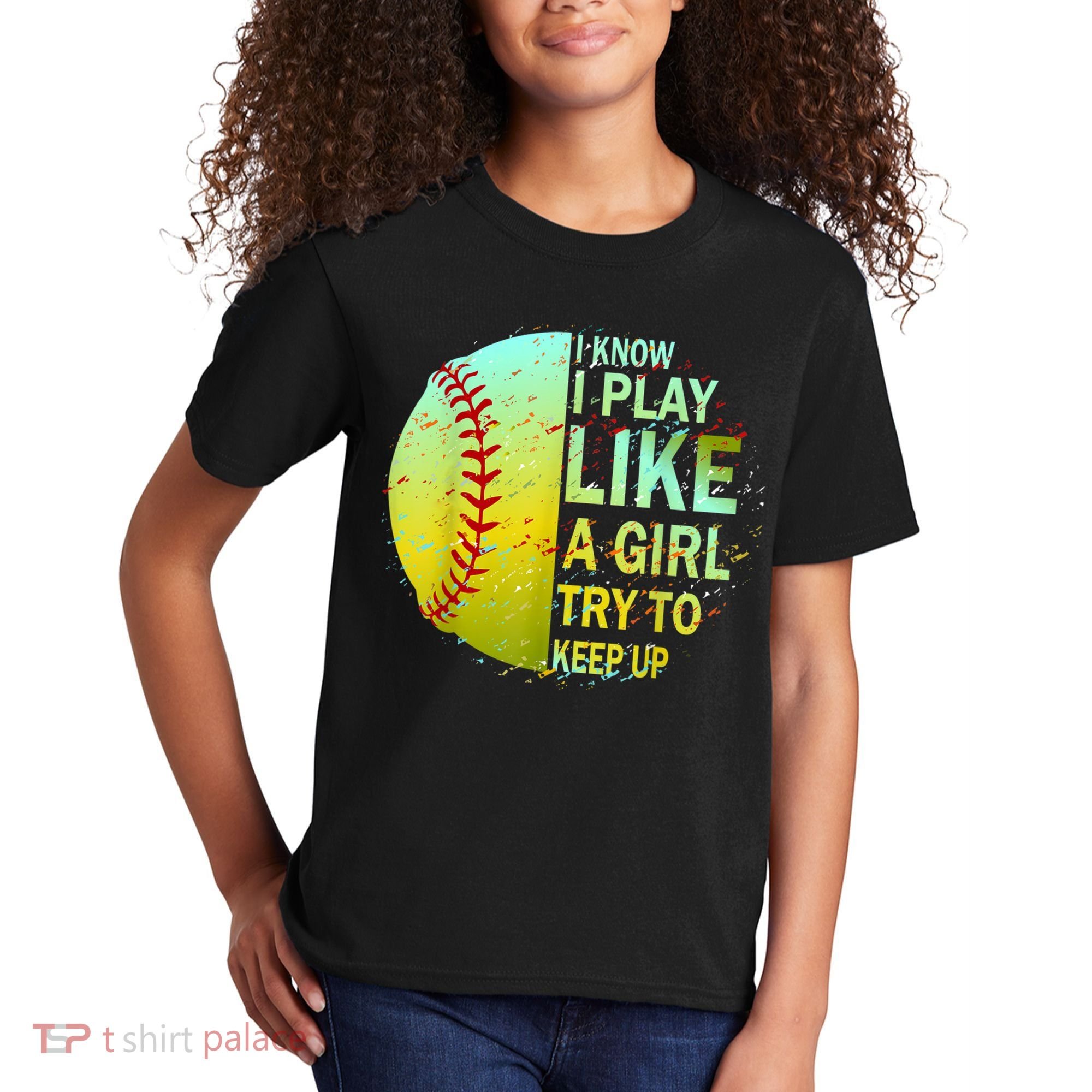 Softball Gift For Girls Kids T-Shirt