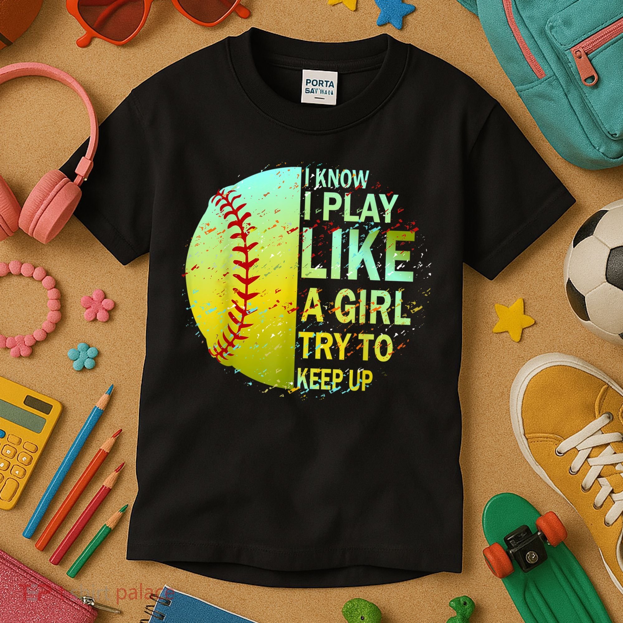 Softball Gift For Girls Kids T-Shirt