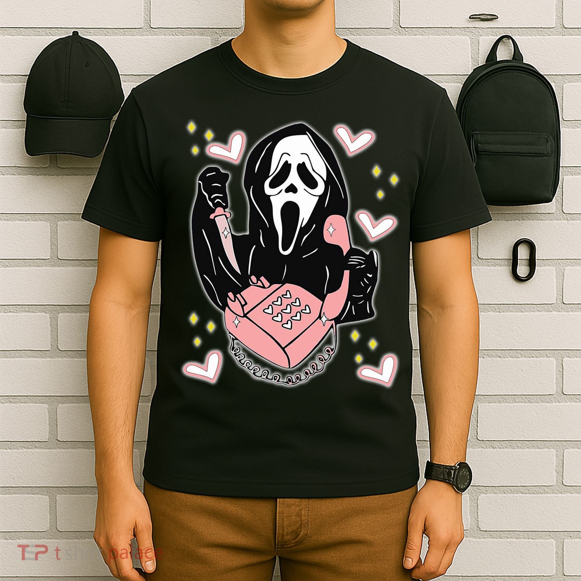 Scary Ghost Face Phone Ghostface Calling T-Shirt