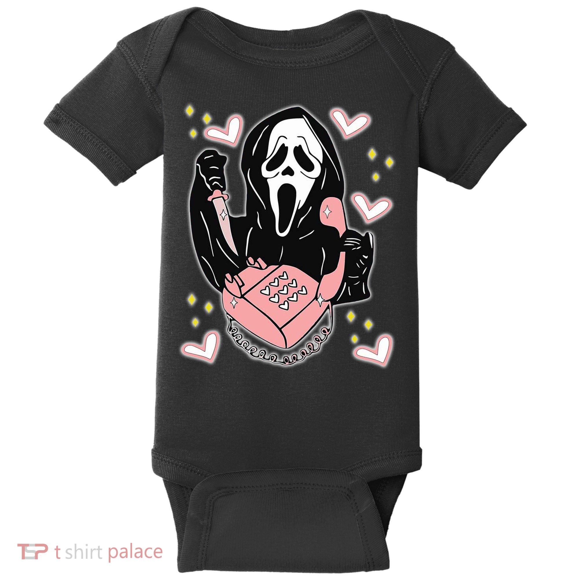 Scary Ghost Face Phone Ghostface Calling Baby Bodysuit