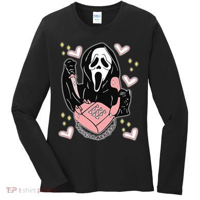Scary Ghost Face Phone Ghostface Calling Women's Long Sleeve Shirt