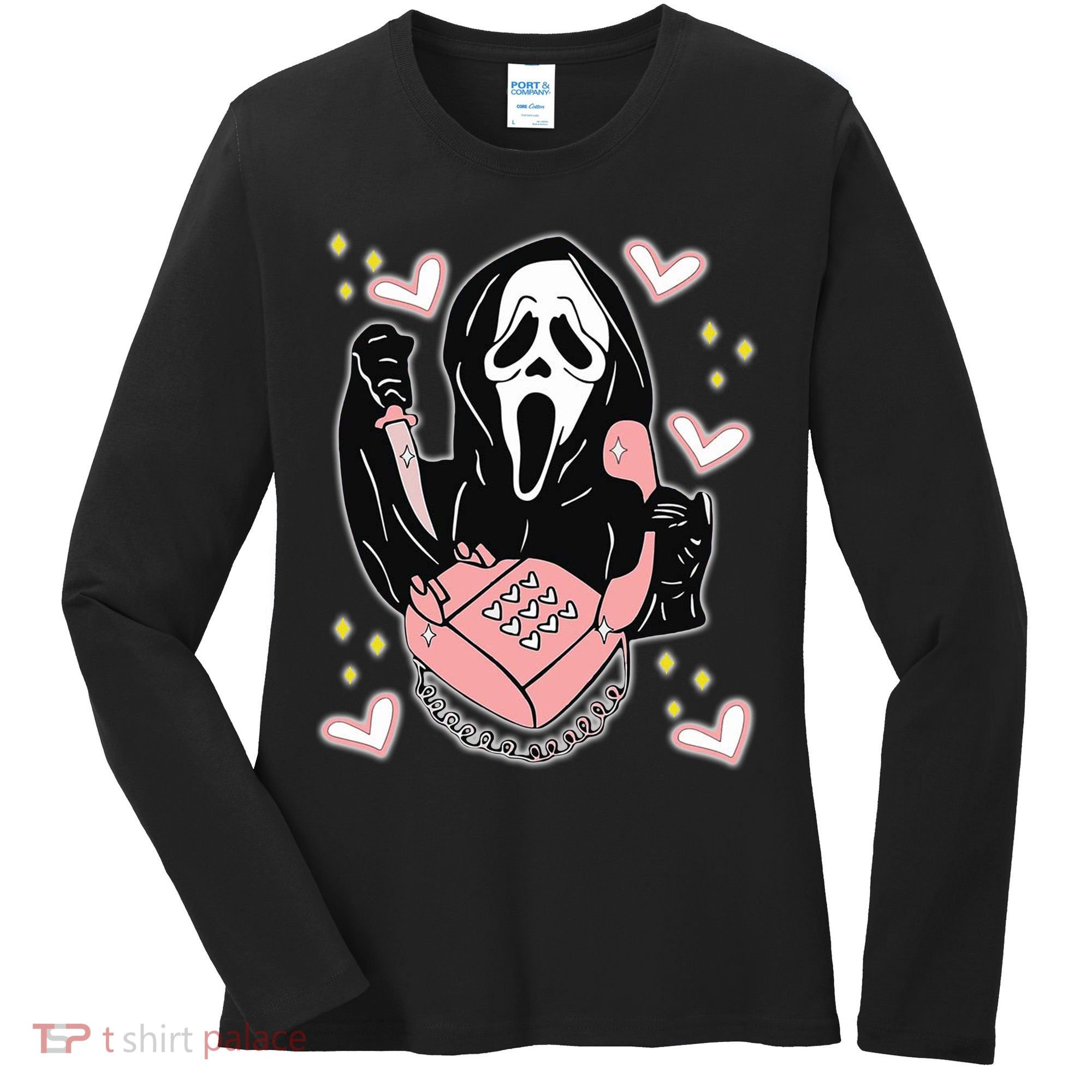 Scary Ghost Face Phone Ghostface Calling Women's Long Sleeve Shirt