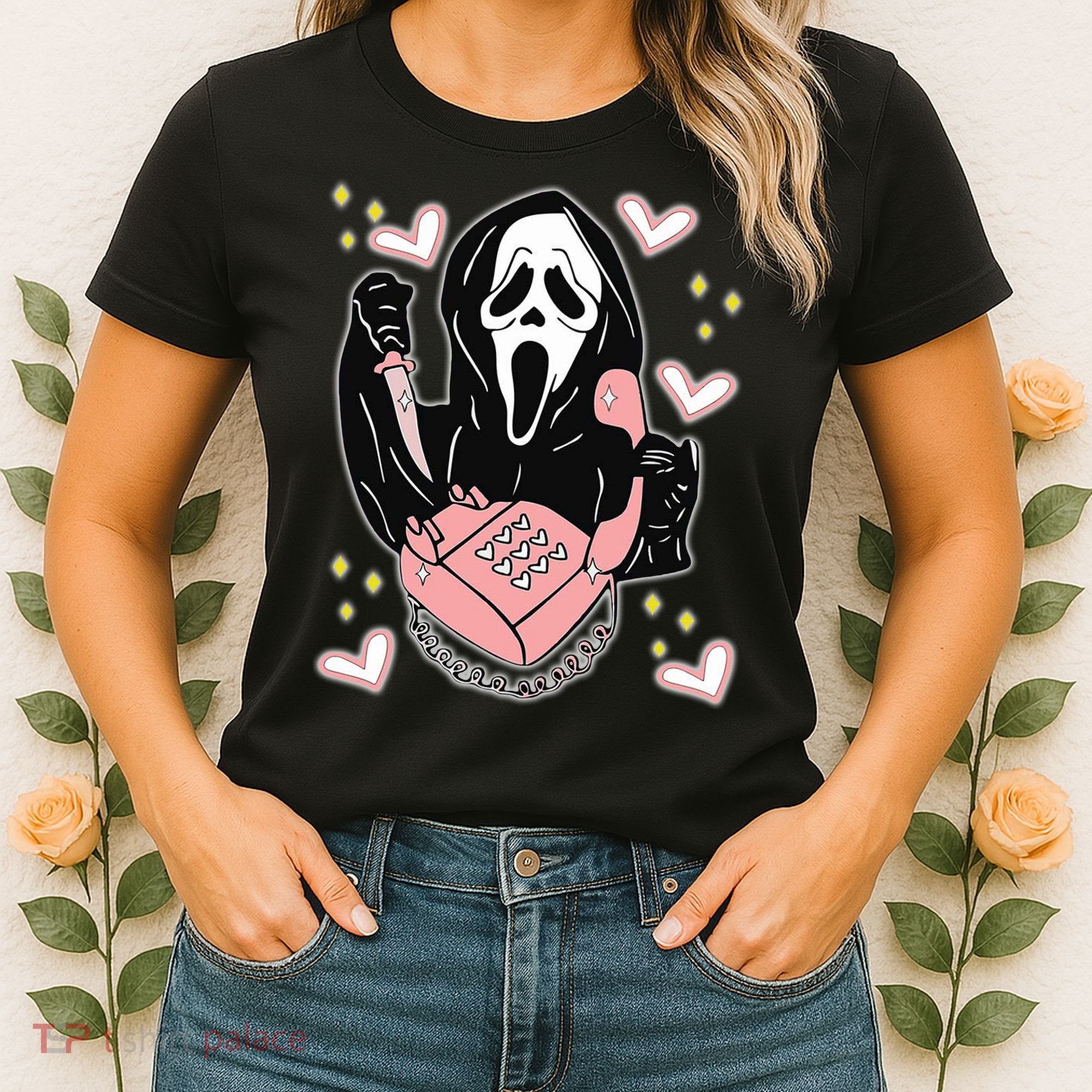 Scary Ghost Face Phone Ghostface Calling Women's T-Shirt