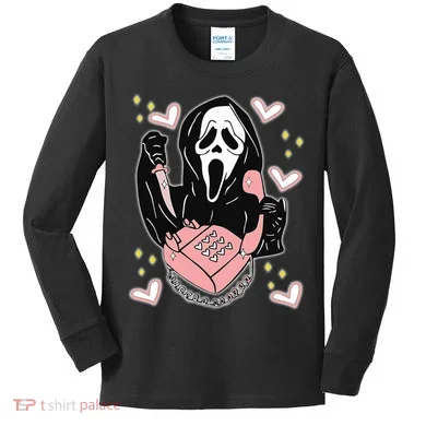 Scary Ghost Face Phone Ghostface Calling Kids Long Sleeve Shirt