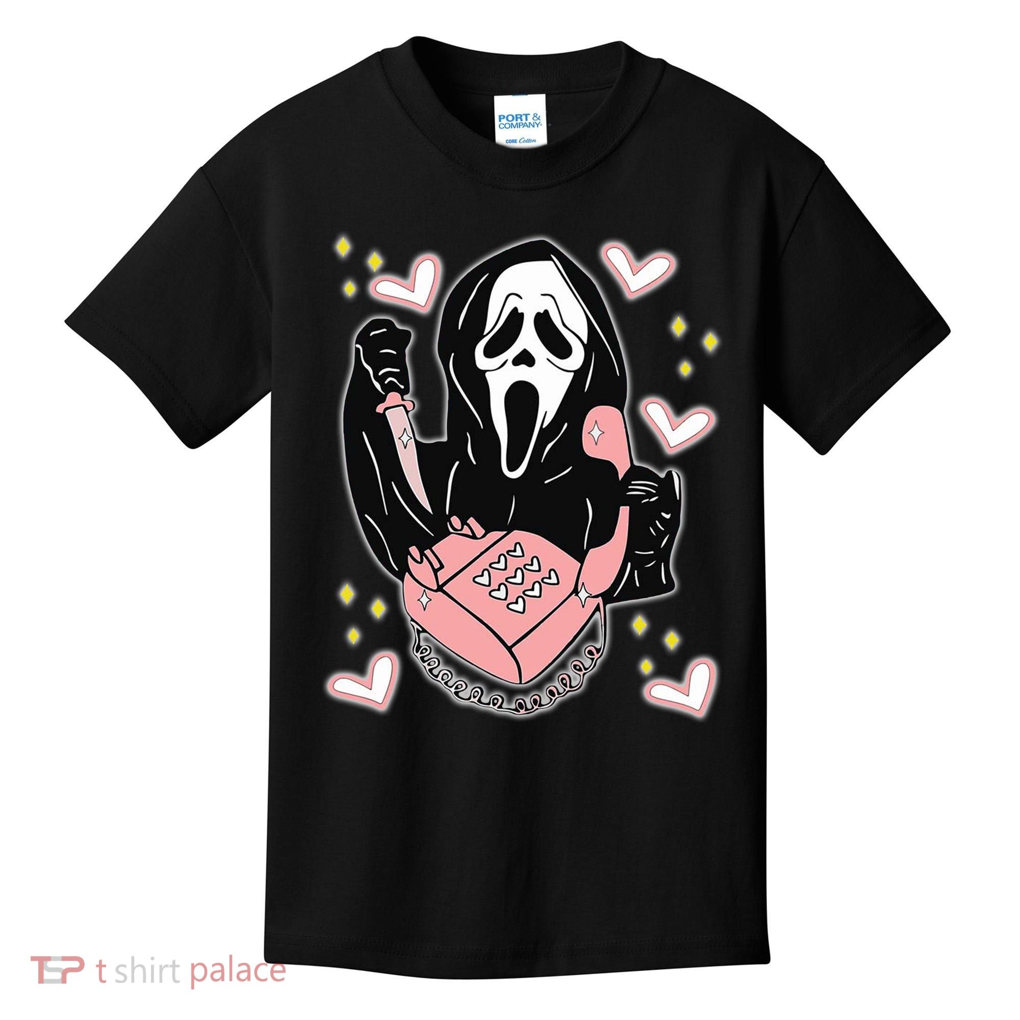Scary Ghost Face Phone Ghostface Calling Kids T-Shirt