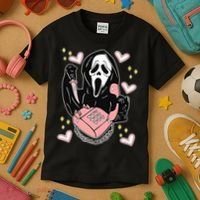 Scary Ghost Face Phone Ghostface Calling Kids T-Shirt thumb 3