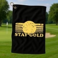 Stay Gold Funny Saying Graphic Gift Golf Towel thumb 1