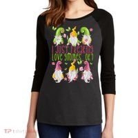 Spring Gnome For Summer I Just Freaking Love Gnomes Women's Tri-Blend 3/4-Sleeve Raglan Shirt thumb 2