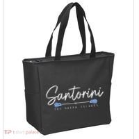 Santorini Greece Greek Flag Holiday Souvenir Tote Bag thumb 2