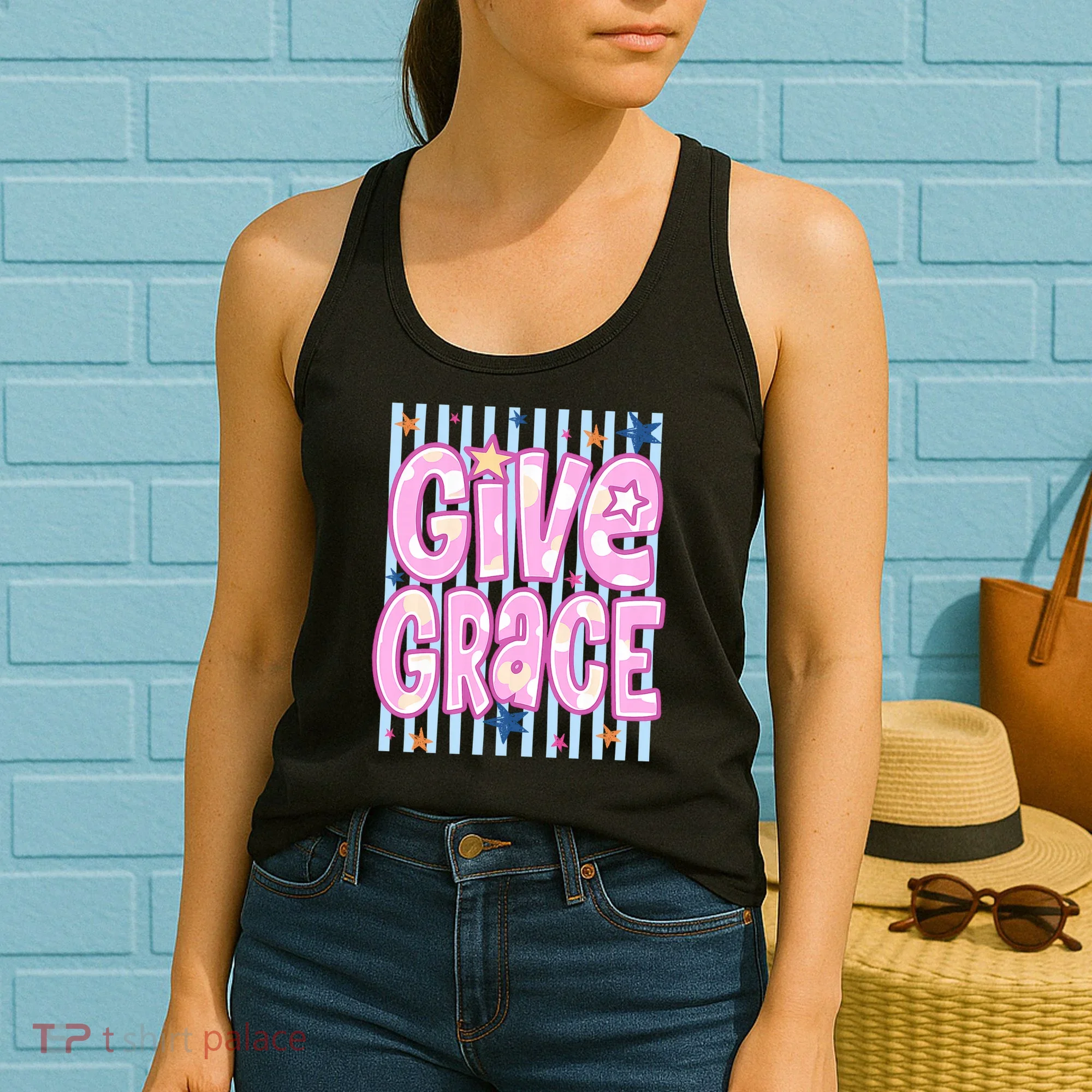 Stripped Give Grace Women's Tank Top