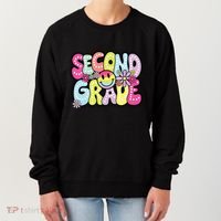 Second Grade Groovy Happy First Day Of School Bright Dots Women's Sweatshirt thumb 0