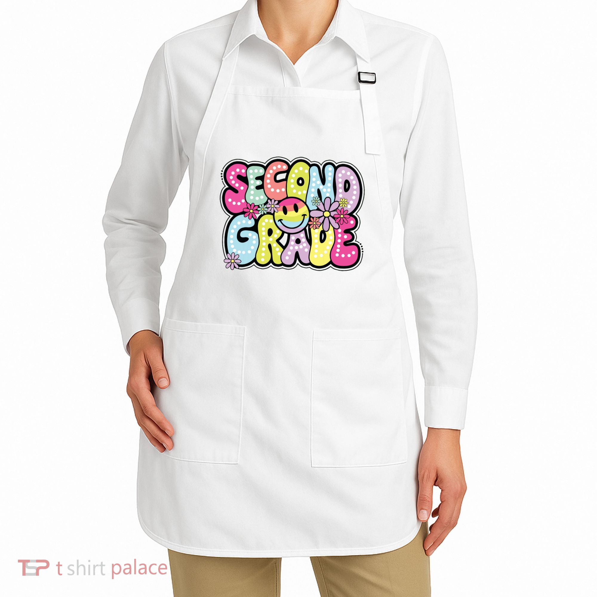 Second Grade Groovy Happy First Day Of School Bright Dots Apron