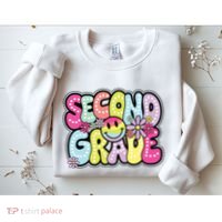 Second Grade Groovy Happy First Day Of School Bright Dots Sweatshirt thumb 2