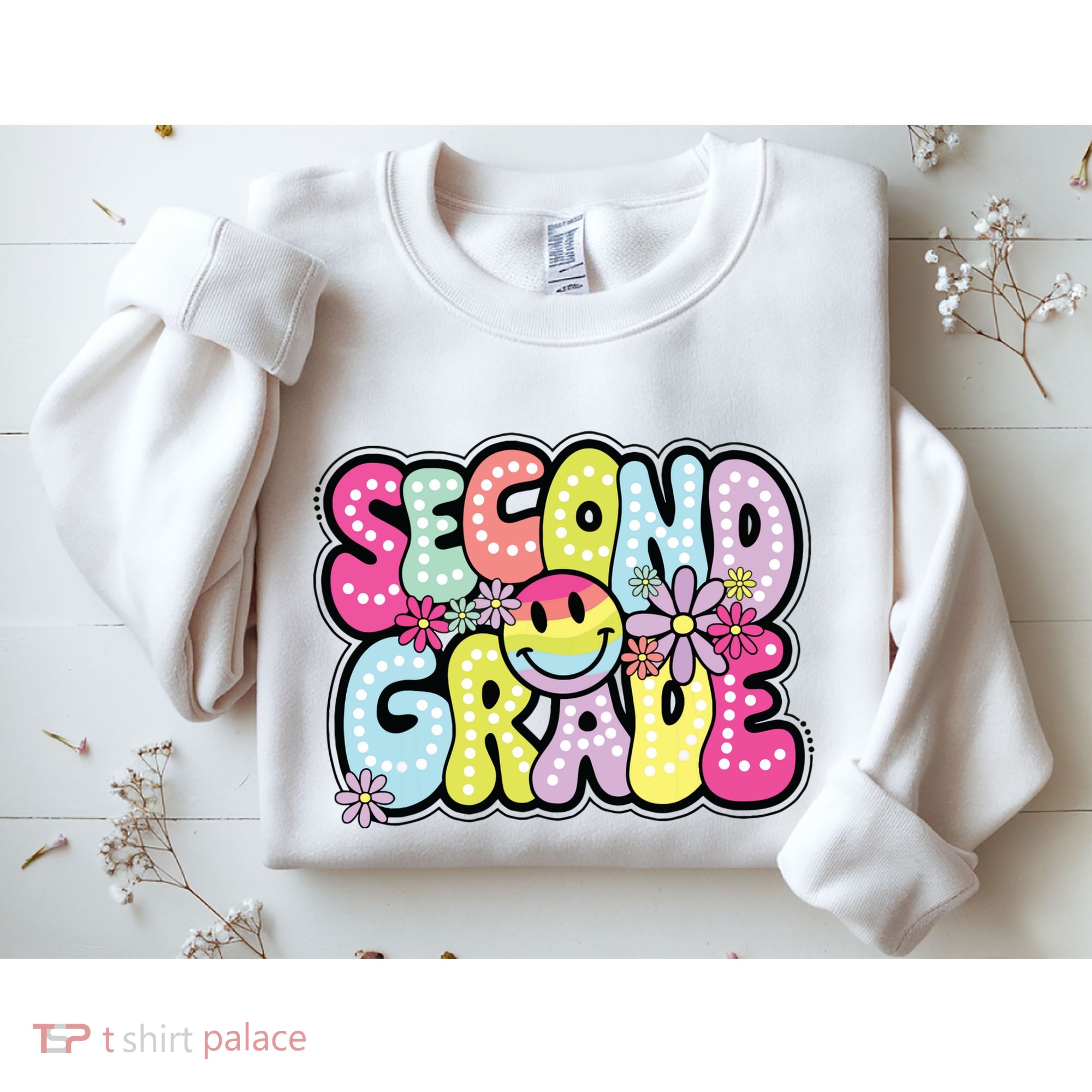 Second Grade Groovy Happy First Day Of School Bright Dots Sweatshirt