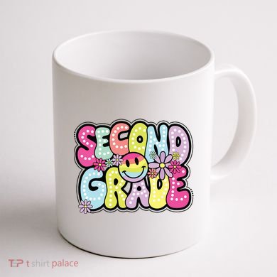 Second Grade Groovy Happy First Day Of School Bright Dots Coffee Mug back